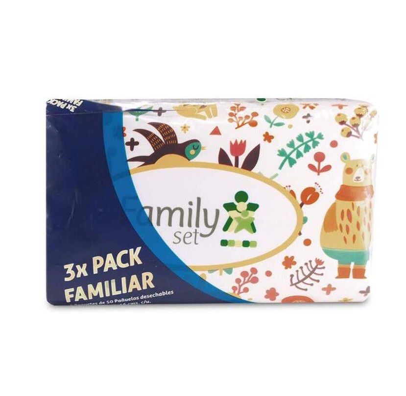 PAÑUELOS FAMILY SET DOB HOJA BOLSA 50 X3