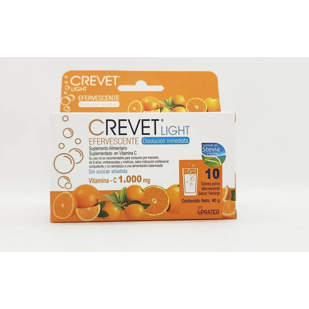 A_CREVET LIGHT (VITAMINA C) NARANJA 1000 MG X 10 SOBRES EFERV