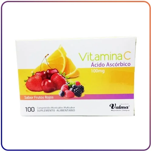 A_VITAMINA C 100MG FRUTOS ROJOS CJ X 100COMP VALMA
