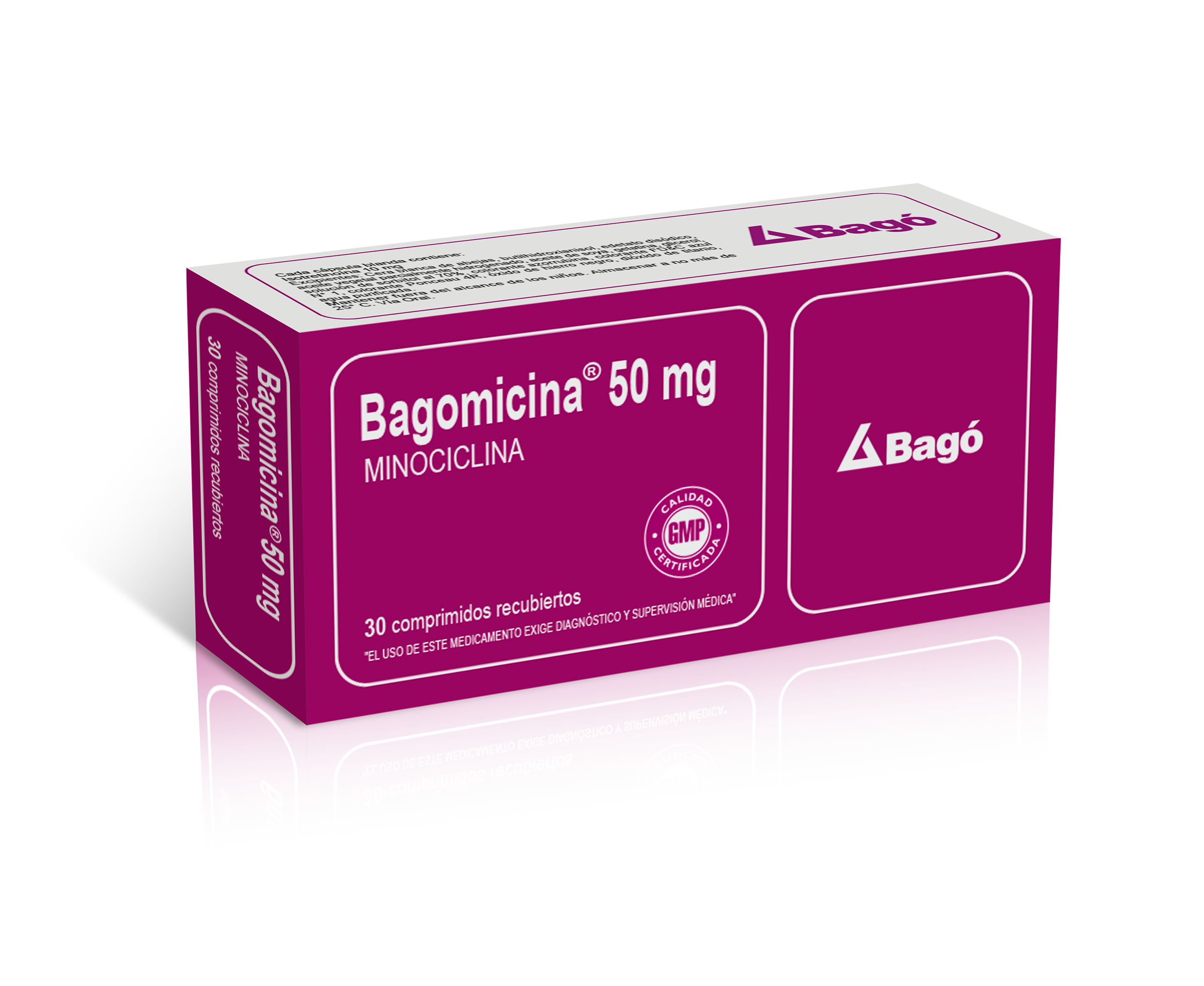 BAGOMICINA 50 MG CJ X 30 COMP REC