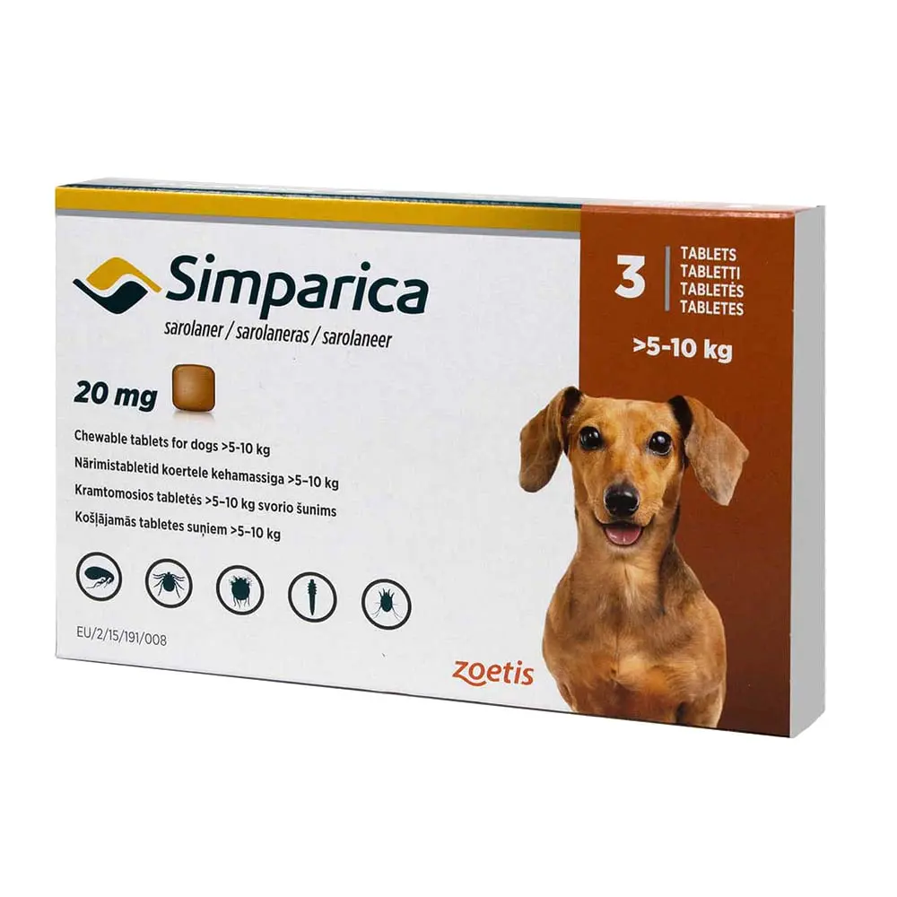 SIMPARICA 20MG.5.1 A 10KG.3COM.