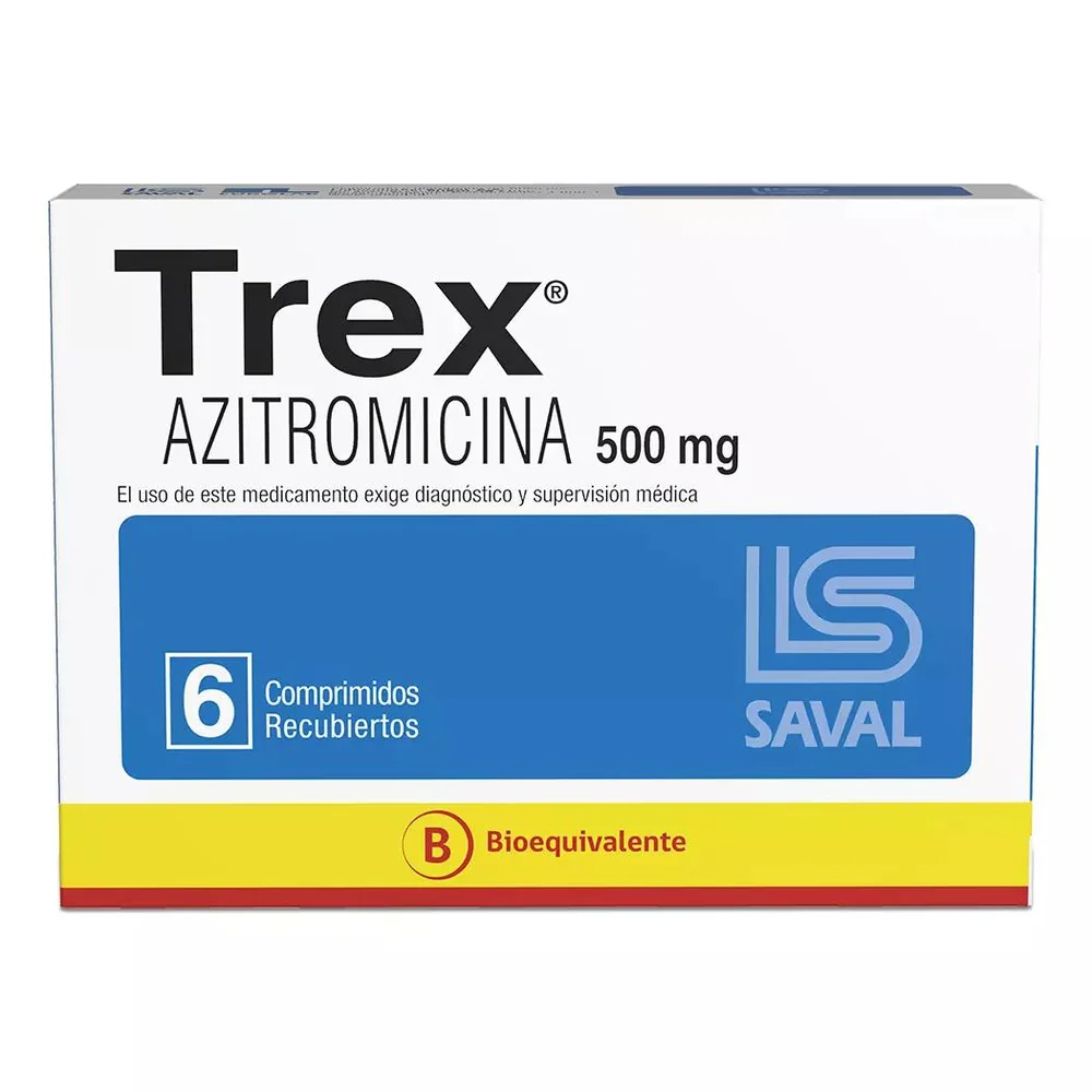 TREX 500 MG X 6 COMP RECUBIERTOS (AZITROMICINA)